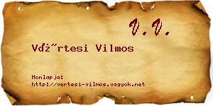 Vértesi Vilmos névjegykártya